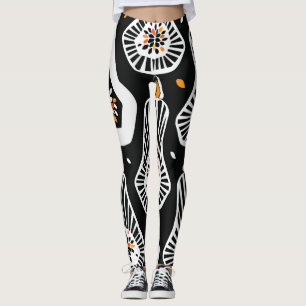Stylised Pumpkins Seeds: Seamless Design Leggings