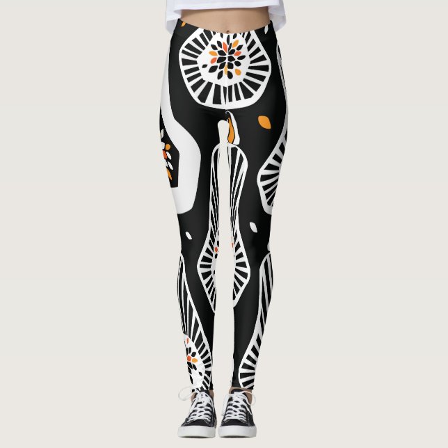 Stylised Pumpkins Seeds: Seamless Design Leggings (Front)