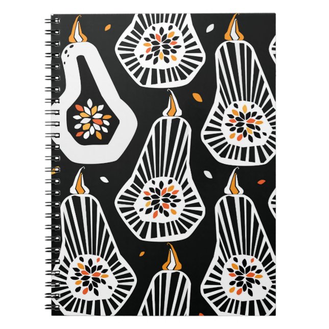 Stylised Pumpkins Seeds: Seamless Design Notebook (Front)