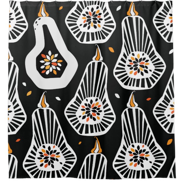 Stylised Pumpkins Seeds: Seamless Design Shower Curtain (Front)