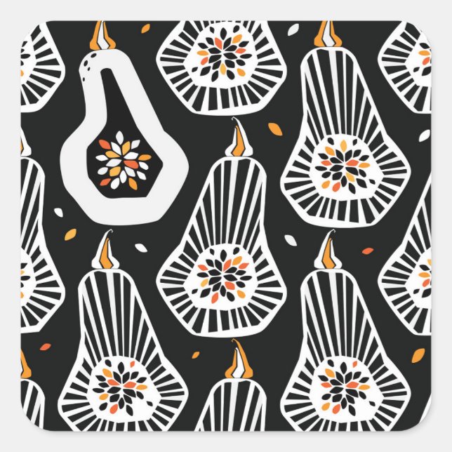 Stylised Pumpkins Seeds: Seamless Design Square Sticker (Front)