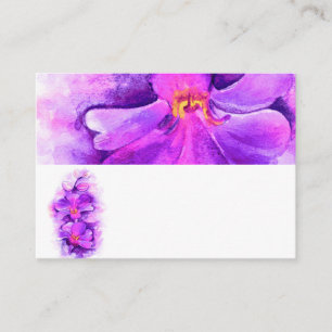 Stylised purple orchid name place cards