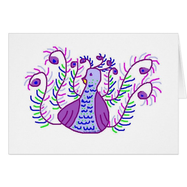 Stylised Purple Peacock card (Front Horizontal)