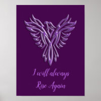 Stylised Purple Phoenix, I will always Rise Again