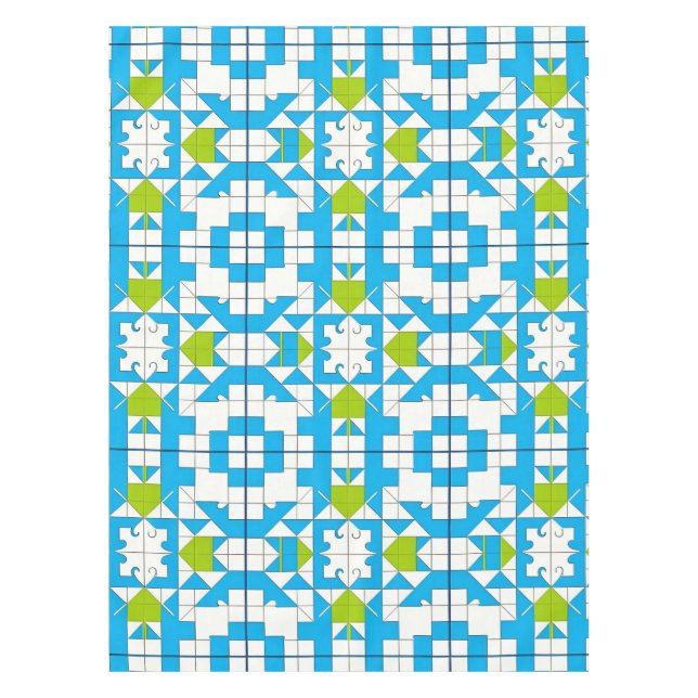 Stylised Puzzle Piece Pattern Tablecloth (Front)