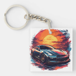 Stylised Racing Sports Car Key Ring
