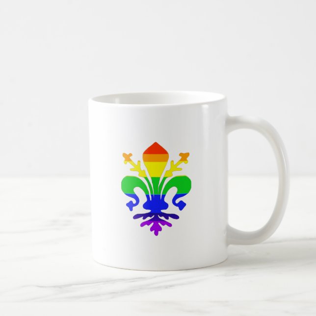 Stylised Rainbow Fleur de Lis Coffee Mug (Right)