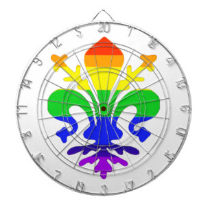 Stylised Rainbow Fleur de Lis Dartboard