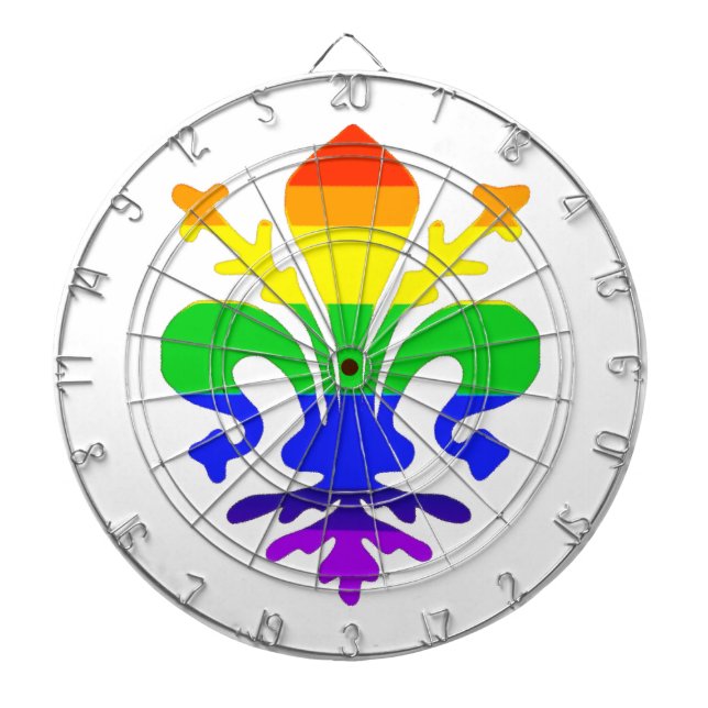 Stylised Rainbow Fleur de Lis Dartboard (Front)