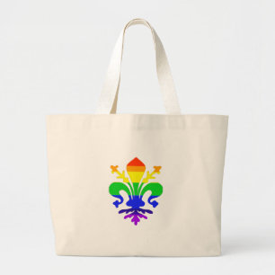 Stylised Rainbow Fleur de Lis Large Tote Bag