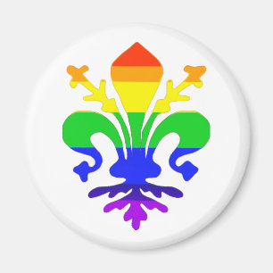 Stylised Rainbow Fleur de Lis Magnet