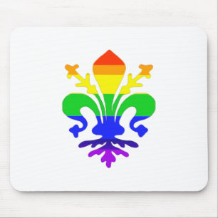 Stylised Rainbow Fleur de Lis Mouse Pad