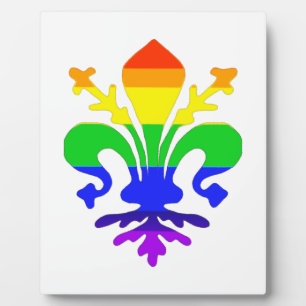 Stylised Rainbow Fleur de Lis Plaque