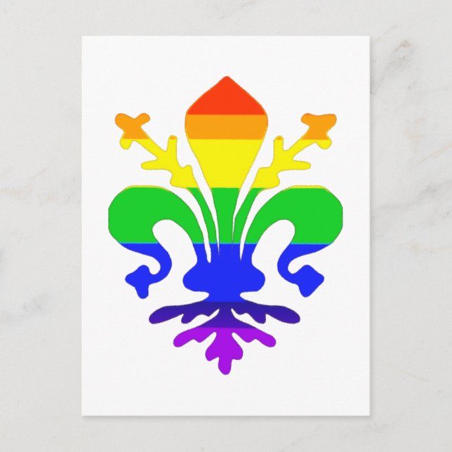 Stylised Rainbow Fleur de Lis Postcard (Front)