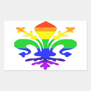 Stylised Rainbow Fleur de Lis Rectangular Sticker