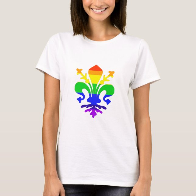 Stylised Rainbow Fleur de Lis T-Shirt (Front)