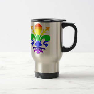Stylised Rainbow Fleur de Lis Travel Mug