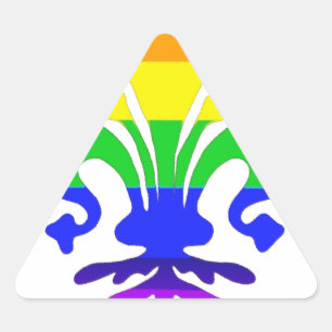 Stylised Rainbow Fleur de Lis Triangle Sticker