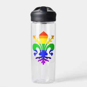 Stylised Rainbow Fleur de Lis Water Bottle