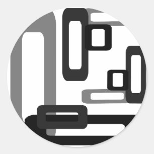Stylised Rectangles Grey/Black Classic Round Sticker
