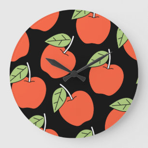 Stylised Red Apples: Bright Pattern Large Clock