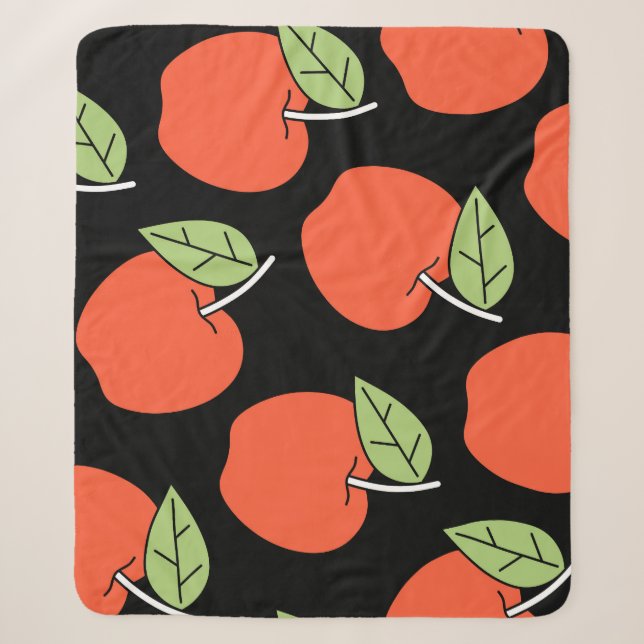 Stylised Red Apples: Bright Pattern Sherpa Blanket (Front)