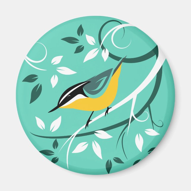 Stylised Red Breasted Nuthatch Magnet (Front)