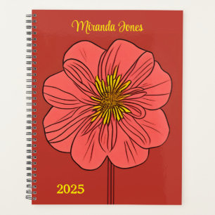 Stylised Red Poppy Personalised Planner