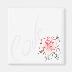 Stylised Red Rose and Love Magnet