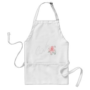 Stylised Red Rose and Love Standard Apron
