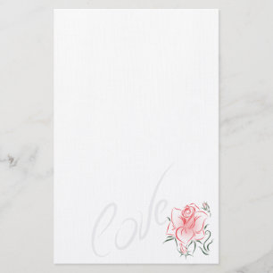 Stylised Red Rose and Love Stationery