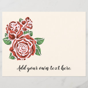 Stylised Red Roses Journal Scrapbook Paper