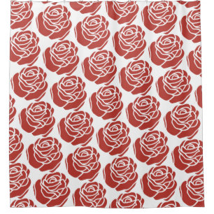 Stylised Red Roses Pattern Shower Curtain