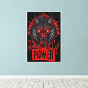 Stylised Red Wolf Dark Howl Energy Canvas Print