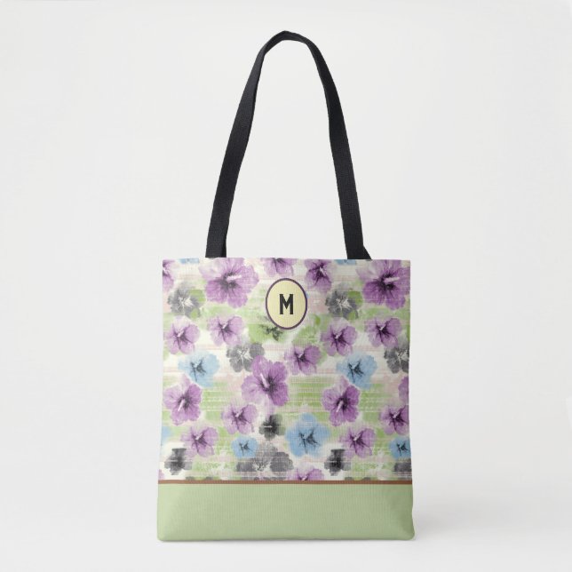 Stylised Retro Floral Custom Tote Bag (Front)