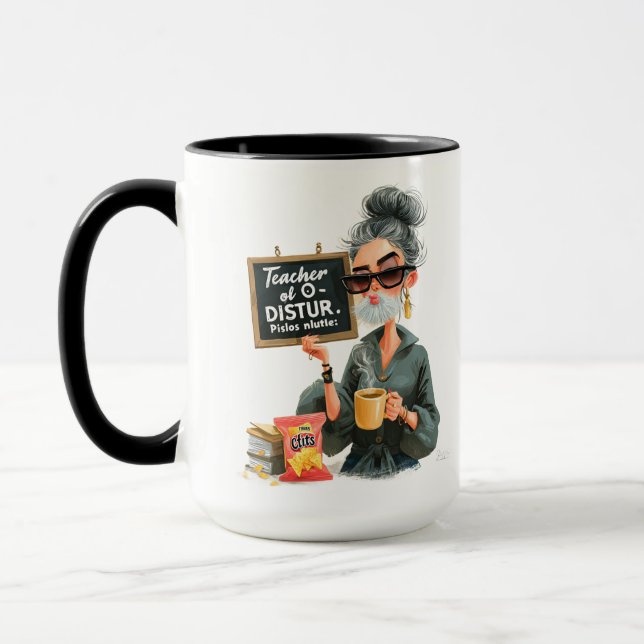  Stylised Retro Illustration of a Man with Chips  Mug (Left)