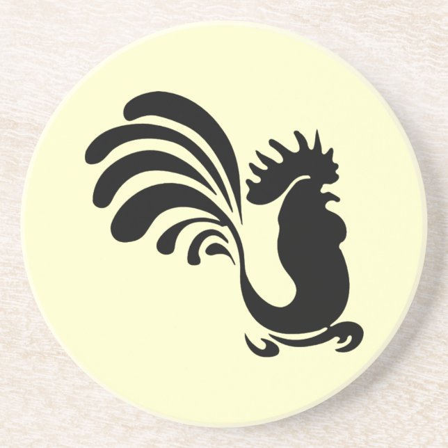 Stylised Rooster Sandstone Coaster (Front)