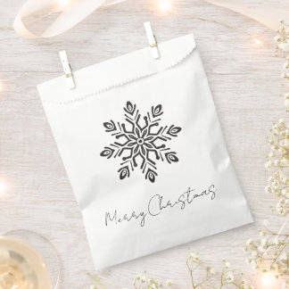 Stylised Simple Retro Merry Christmas Snowflake Favour Bag