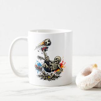 Stylised Skeleton Bicycle Kick Soccer Mug | Funny 