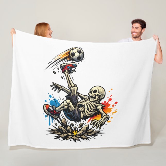 Stylised Skeleton Bicycle Kick Soccer Mug | Funny  Fleece Blanket (In Situ)