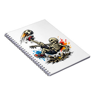 Stylised Skeleton Bicycle Kick Soccer Mug | Funny  Notebook