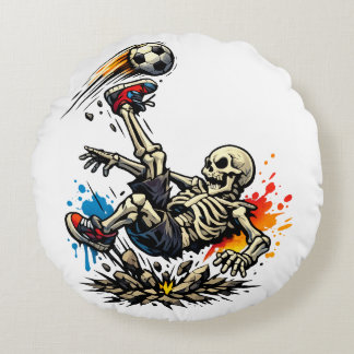 Stylised Skeleton Bicycle Kick Soccer Mug | Funny  Round Cushion
