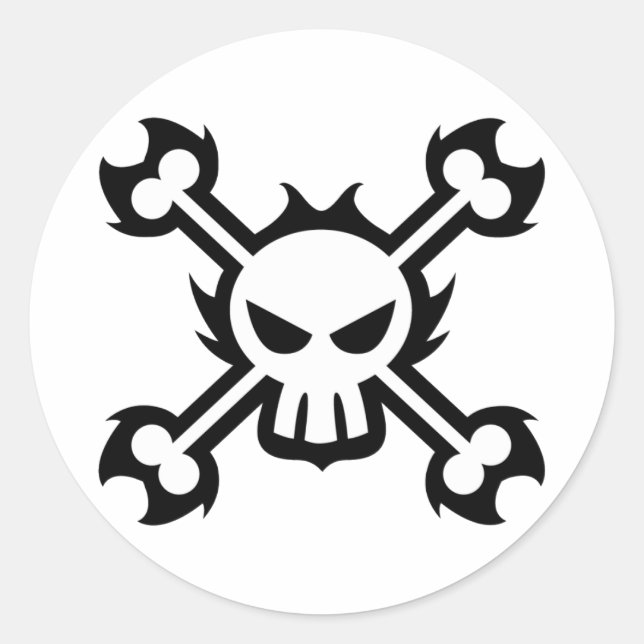 Stylised Skull Icon Sticker in White (Front)