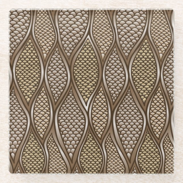 Stylised snake skin glass coaster (Front)