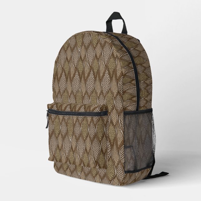 Stylised snake skin printed backpack (Back Corner Right)