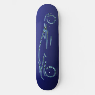 Stylised Sportscar - glowing blue neon auto design Skateboard