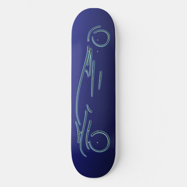 Stylised Sportscar - glowing blue neon auto design Skateboard (Front)