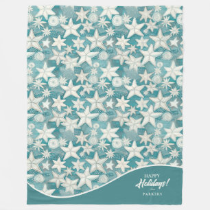 Stylised Starfish & Sand Dollars Pattern#25 ID1009 Fleece Blanket