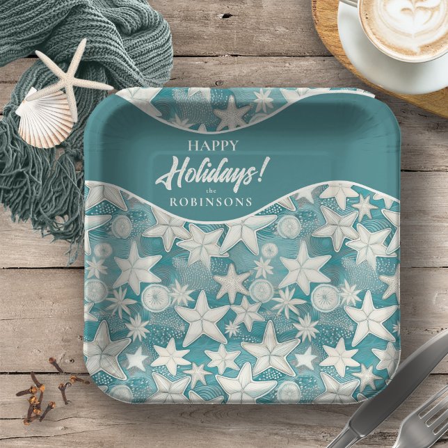 Stylised Starfish & Sand Dollars Pattern#25 ID1009 Paper Plate (Creator Uploaded)