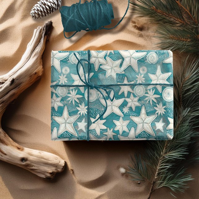 Stylised Starfish & Sand Dollars Pattern#25 ID1009 Wrapping Paper (Creator Uploaded)